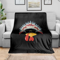 Funny Turkey Face Throw Blanket Thanksgiving Family Group Native American Costumes - Wonder Print Shop