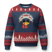 Funny Turkey Face Ugly Christmas Sweater Thanksgiving Family Group Native American Costumes - Wonder Print Shop