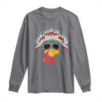 Funny Turkey Face Long Sleeve Shirt Thanksgiving Family Group Native American Costumes - Wonder Print Shop