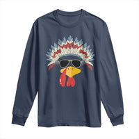 Funny Turkey Face Long Sleeve Shirt Thanksgiving Family Group Native American Costumes - Wonder Print Shop