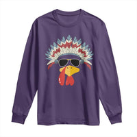 Funny Turkey Face Long Sleeve Shirt Thanksgiving Family Group Native American Costumes - Wonder Print Shop