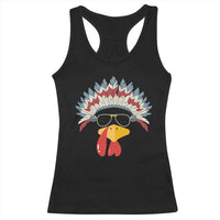 Funny Turkey Face Racerback Tank Top Thanksgiving Family Group Native American Costumes - Wonder Print Shop