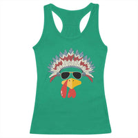 Funny Turkey Face Racerback Tank Top Thanksgiving Family Group Native American Costumes - Wonder Print Shop