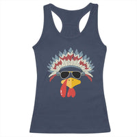 Funny Turkey Face Racerback Tank Top Thanksgiving Family Group Native American Costumes - Wonder Print Shop