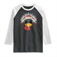 Funny Turkey Face Raglan Shirt Thanksgiving Family Group Native American Costumes - Wonder Print Shop