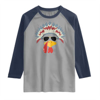 Funny Turkey Face Raglan Shirt Thanksgiving Family Group Native American Costumes - Wonder Print Shop