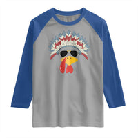 Funny Turkey Face Raglan Shirt Thanksgiving Family Group Native American Costumes - Wonder Print Shop