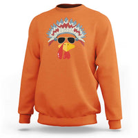 Funny Turkey Face Sweatshirt Thanksgiving Family Group Native American Costumes - Wonder Print Shop