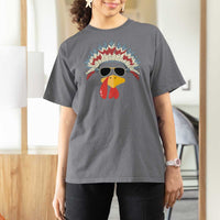 Funny Turkey Face T Shirt For Women Thanksgiving Family Group Native American Costumes - Wonder Print Shop