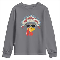 Funny Turkey Face Youth Sweatshirt Thanksgiving Family Group Native American Costumes - Wonder Print Shop