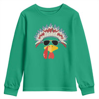 Funny Turkey Face Youth Sweatshirt Thanksgiving Family Group Native American Costumes - Wonder Print Shop