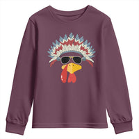 Funny Turkey Face Youth Sweatshirt Thanksgiving Family Group Native American Costumes - Wonder Print Shop