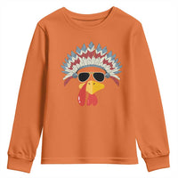 Funny Turkey Face Youth Sweatshirt Thanksgiving Family Group Native American Costumes - Wonder Print Shop