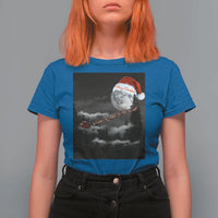 Merry Christmas T Shirt For Women Santa To The Moon - Wonder Print Shop