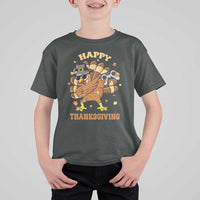 Funny Thanksgiving T Shirt For Kid Dabbing Gamer Turkey - Wonder Print Shop