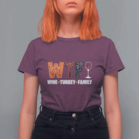 Funny Thanksgiving T Shirt For Women WTF Wine Turkey Family - Wonder Print Shop