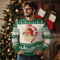 Santa Ugly Christmas Sweater Fun Retro I Love A Man With A Beard - Wonder Print Shop