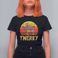 Funny Thanksgiving T Shirt For Women Vintage Twerky Turkey Butt Twerk Dance Pun Gift - Wonder Print Shop