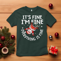 Funny Christmas Santa T Shirt It's Fine I'm Fine Everything Is Fine - Wonder Print Shop