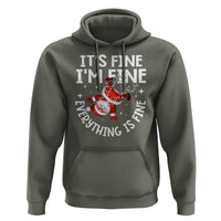 Funny Christmas Santa Hoodie It's Fine I'm Fine Everything Is Fine
