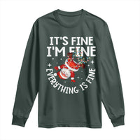 Funny Christmas Santa Long Sleeve Shirt It's Fine I'm Fine Everything Is Fine