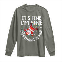 Funny Christmas Santa Long Sleeve Shirt It's Fine I'm Fine Everything Is Fine