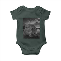 Funny Graphic Capybara Selfie with UFOs Weird Baby Onesie