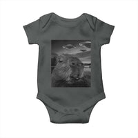 Funny Graphic Capybara Selfie with UFOs Weird Baby Onesie