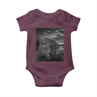 Funny Graphic Capybara Selfie with UFOs Weird Baby Onesie