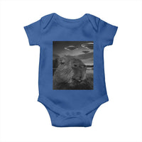 Funny Graphic Capybara Selfie with UFOs Weird Baby Onesie