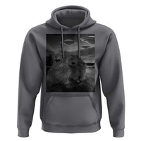 Funny Graphic Capybara Selfie with UFOs Weird Hoodie