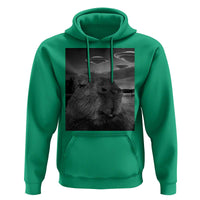 Funny Graphic Capybara Selfie with UFOs Weird Hoodie