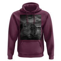 Funny Graphic Capybara Selfie with UFOs Weird Hoodie