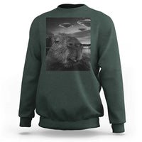 Funny Graphic Capybara Selfie with UFOs Weird Sweatshirt - Wonder Print Shop