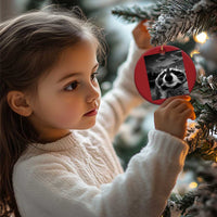 Funny Graphic Racoon Selfie with UFOs Weird Christmas Ornament - Wonder Print Shop