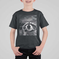 Funny Graphic Racoon Selfie with UFOs Weird T Shirt For Kid - Wonder Print Shop