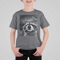 Funny Graphic Racoon Selfie with UFOs Weird T Shirt For Kid - Wonder Print Shop