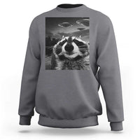 Funny Graphic Racoon Selfie with UFOs Weird Sweatshirt - Wonder Print Shop