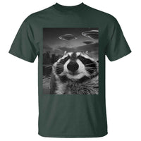 Funny Graphic Racoon Selfie with UFOs Weird T Shirt - Wonder Print Shop