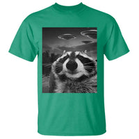Funny Graphic Racoon Selfie with UFOs Weird T Shirt - Wonder Print Shop