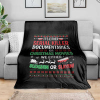 Crime Documentaries Ugly Christmas Throw Blanket Funny Horror Xmas Slaying Or Sleighing - Wonder Print Shop