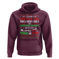 Crime Documentaries Ugly Christmas Hoodie Funny Horror Xmas Slaying Or Sleighing - Wonder Print Shop