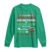 Crime Documentaries Ugly Christmas Long Sleeve Shirt Funny Horror Xmas Slaying Or Sleighing - Wonder Print Shop