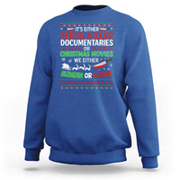 Crime Documentaries Ugly Christmas Sweatshirt Funny Horror Xmas Slaying Or Sleighing - Wonder Print Shop