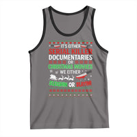 Crime Documentaries Ugly Christmas Tank Top Funny Horror Xmas Slaying Or Sleighing - Wonder Print Shop