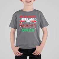 Dear Santa They Naughty Ones T Shirt For Kid Christmas Red Plaid Pajamas PJ Xmas Gifts - Wonder Print Shop