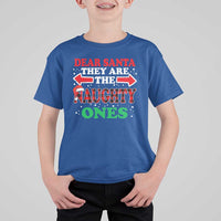 Dear Santa They Naughty Ones T Shirt For Kid Christmas Red Plaid Pajamas PJ Xmas Gifts - Wonder Print Shop