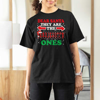 Dear Santa They Naughty Ones T Shirt For Women Christmas Red Plaid Pajamas PJ Xmas Gifts - Wonder Print Shop