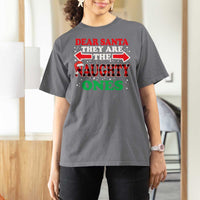 Dear Santa They Naughty Ones T Shirt For Women Christmas Red Plaid Pajamas PJ Xmas Gifts - Wonder Print Shop