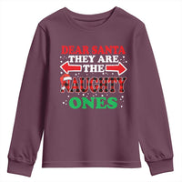 Dear Santa They Naughty Ones Youth Sweatshirt Christmas Red Plaid Pajamas PJ Xmas Gifts - Wonder Print Shop